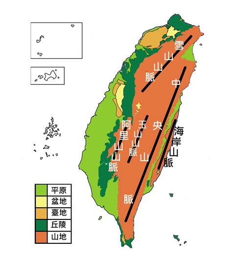 山脈分布圖|台灣地形形成, 地形種類與分布, 地形表示法, 土地利用與永續發展